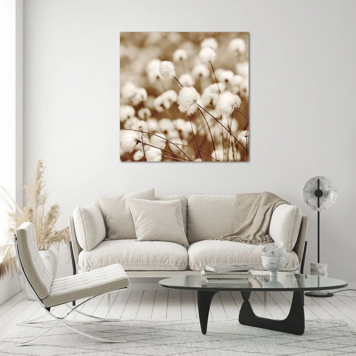 Quadro em vidro - Campos felpudos - 40x40 cm