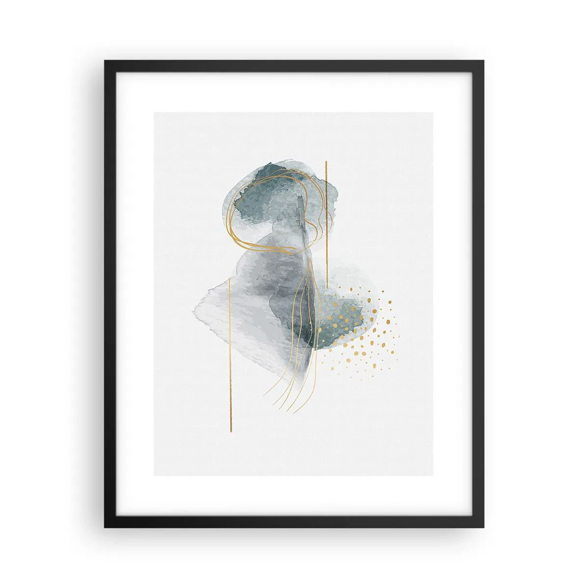 Pôster com moldura preta - Sobre a relação entre o cinza e o dourado - 40x50 cm