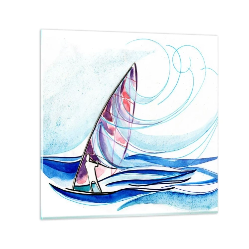 Quadro em vidro - Com o vento no ritmo das ondas - 70x70 cm