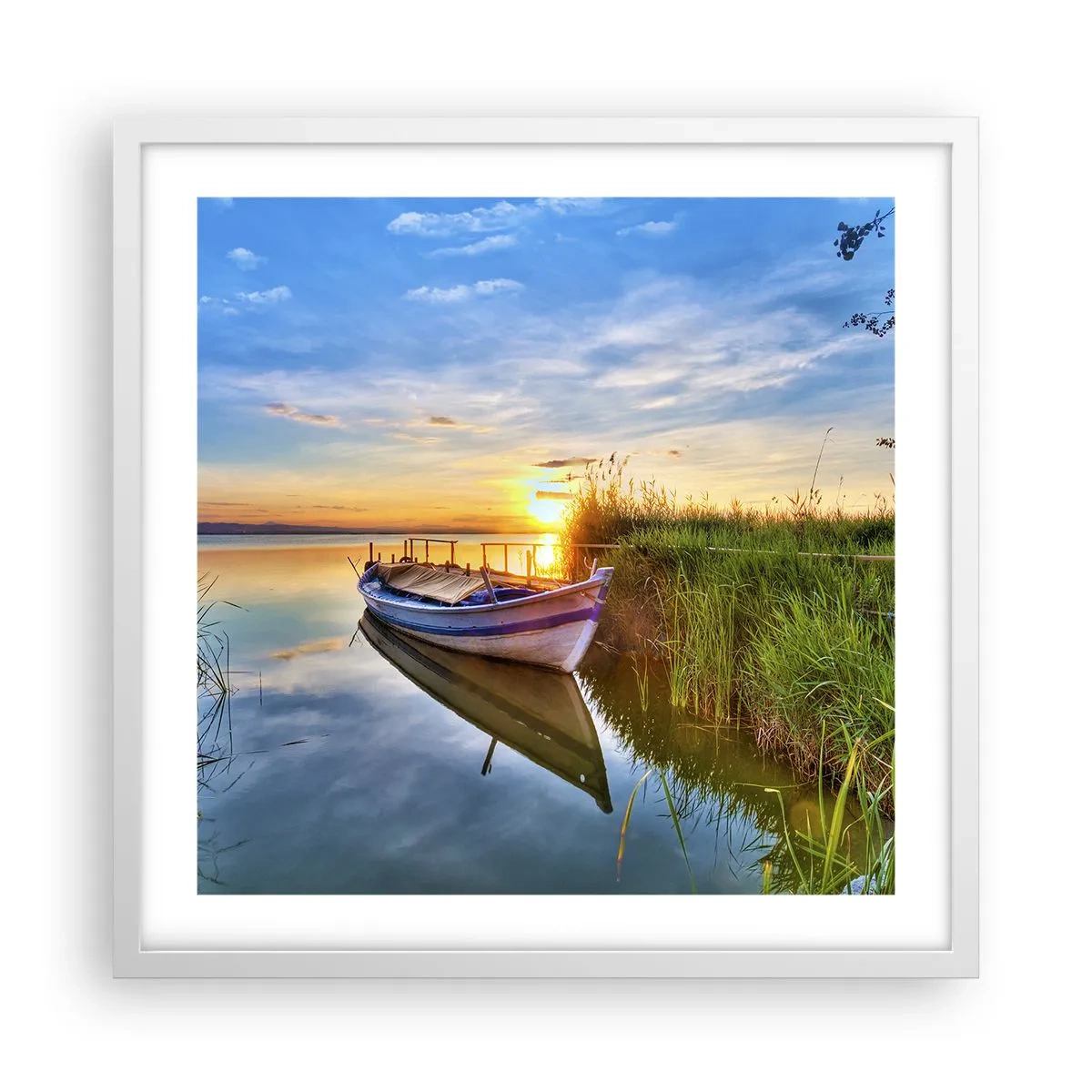 Pôster em moldura branca - Enseada de sonhos realizados - 50x50 cm