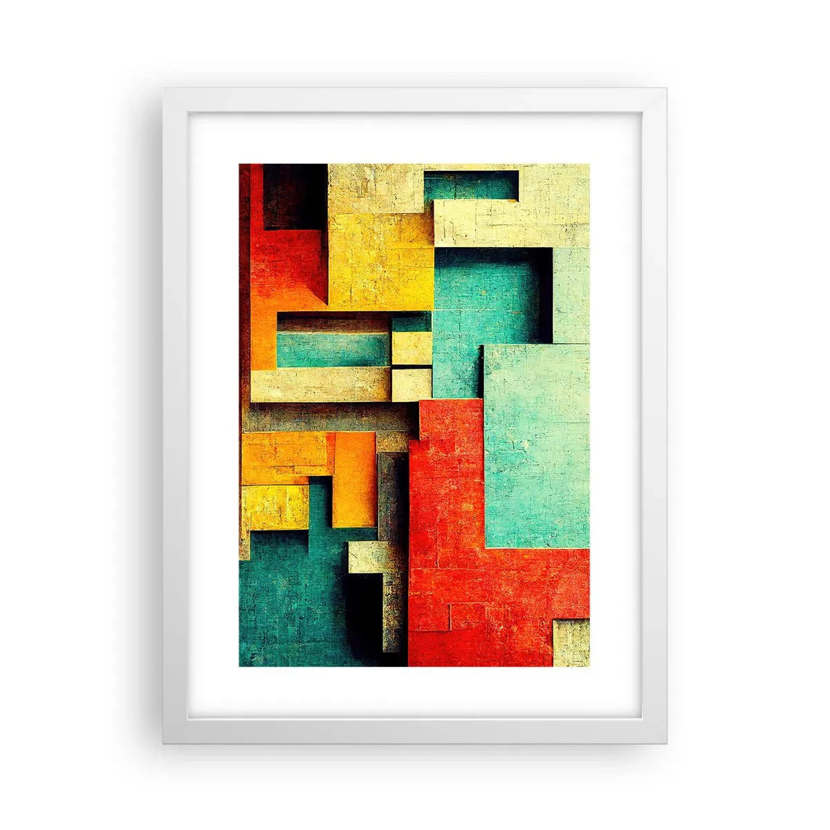 Pôster em moldura branca - Festival de ângulos vivos - 30x40 cm