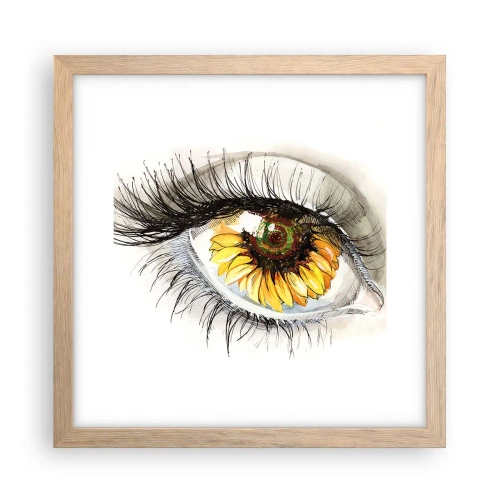 Pôster com moldura de carvalho claro - Um olhar tão quente como o verão - 30x30 cm