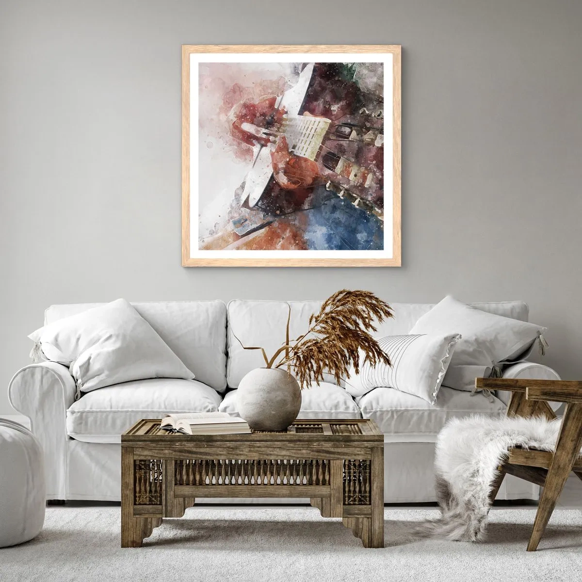 Pôster com moldura de carvalho claro - E o que acha? - 50x50 cm