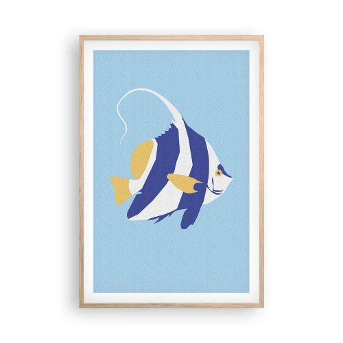 Pôster com moldura de carvalho claro - Saudades das águas tropicais - 61x91 cm