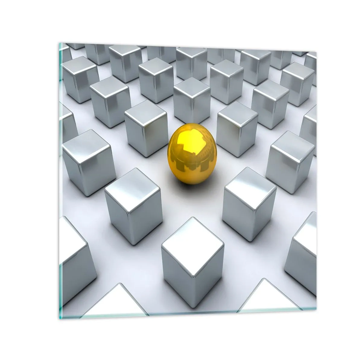 Quadro em vidro - Por que eu? Obras de arte geométricas - 50x50 cm