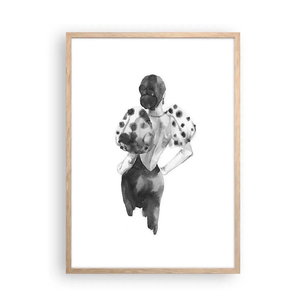 Pôster com moldura de carvalho claro - Ela passou por aqui - 50x70 cm