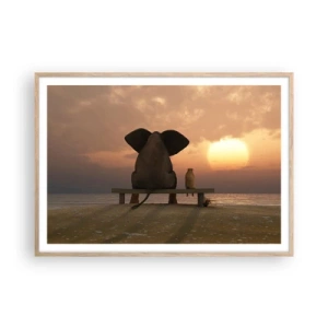 Pôster com moldura de carvalho claro - Como é bom ficarmos em silêncio juntos - 100x70 cm