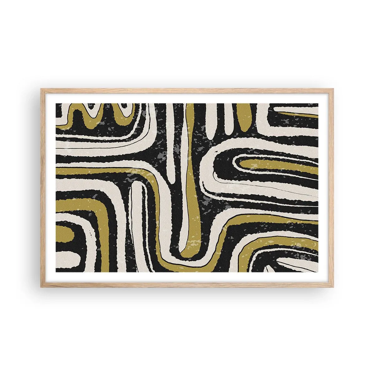 Pôster com moldura de carvalho claro - Composição: estradas e becos - 91x61 cm