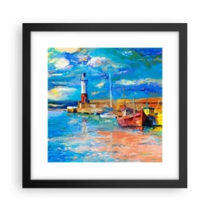 Pôster com moldura preta - Tarde na baía do arco-íris - 30x30 cm