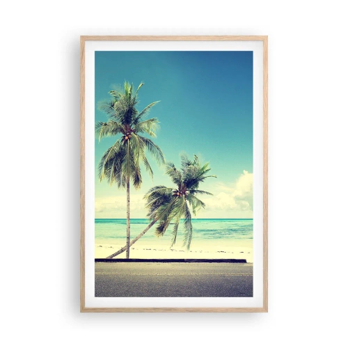 Pôster com moldura de carvalho claro - Está na hora das férias - 61x91 cm