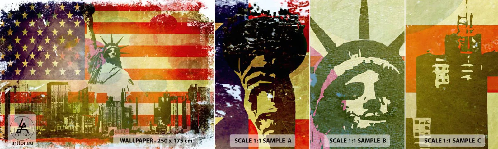 Amostra de Papel de Parede Standard Eco - Viva a América! - Nova Iorque, EUA, estátua da Liberdade - 100x30 cm