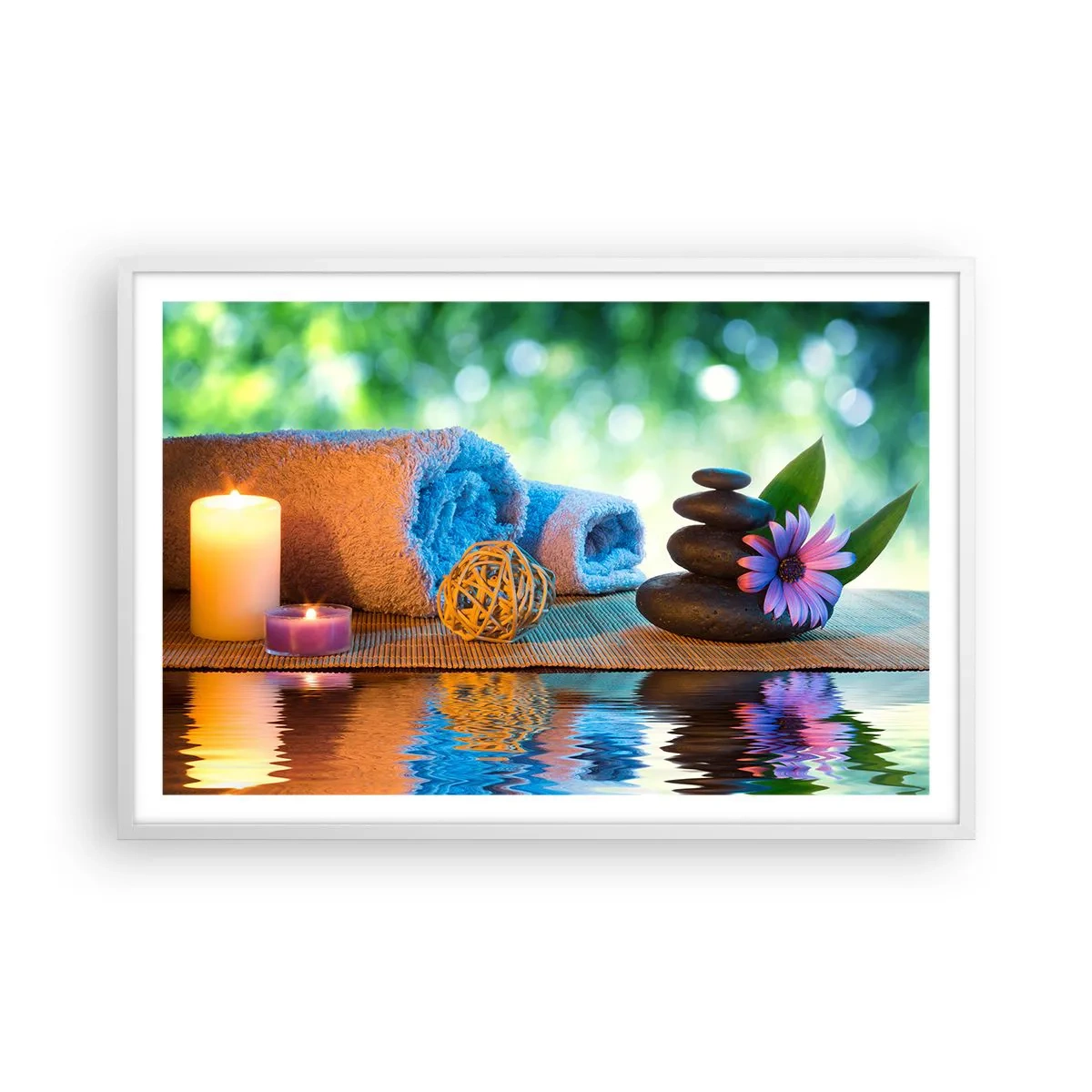 Pôster em moldura branca - Tempo para o corpo - 91x61 cm