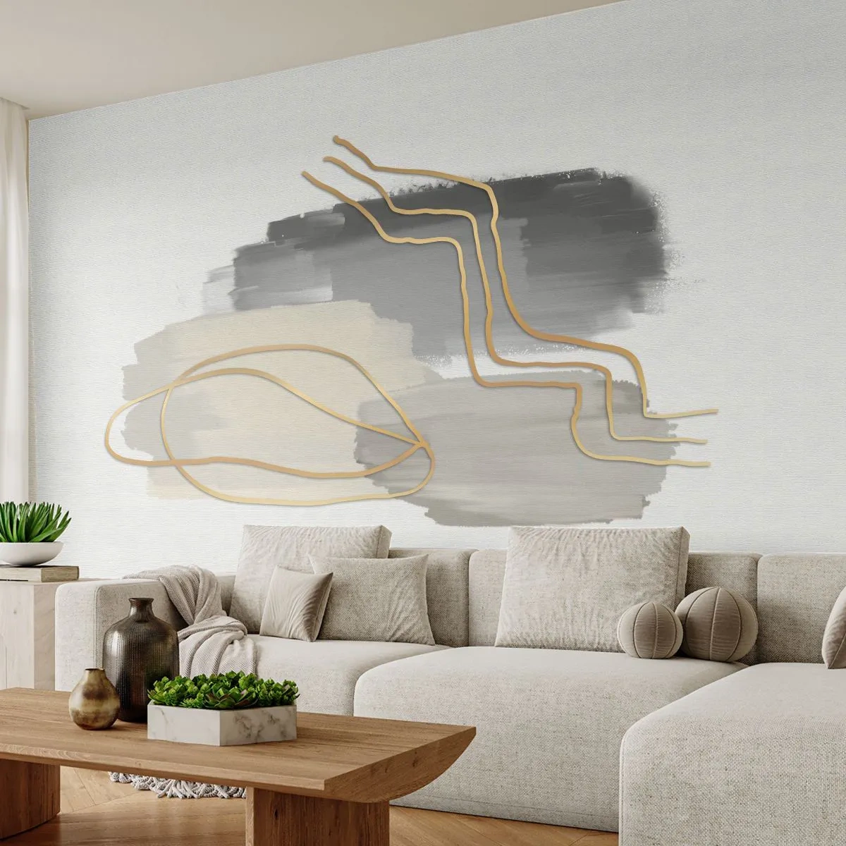 Papel de Parede Standard Eco - Duração e movimento - Abstração, Pedaço, Ouro - 250x175 cm