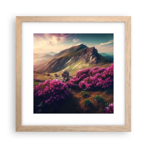 Pôster com moldura de carvalho claro - Verão nas montanhas - 30x30 cm