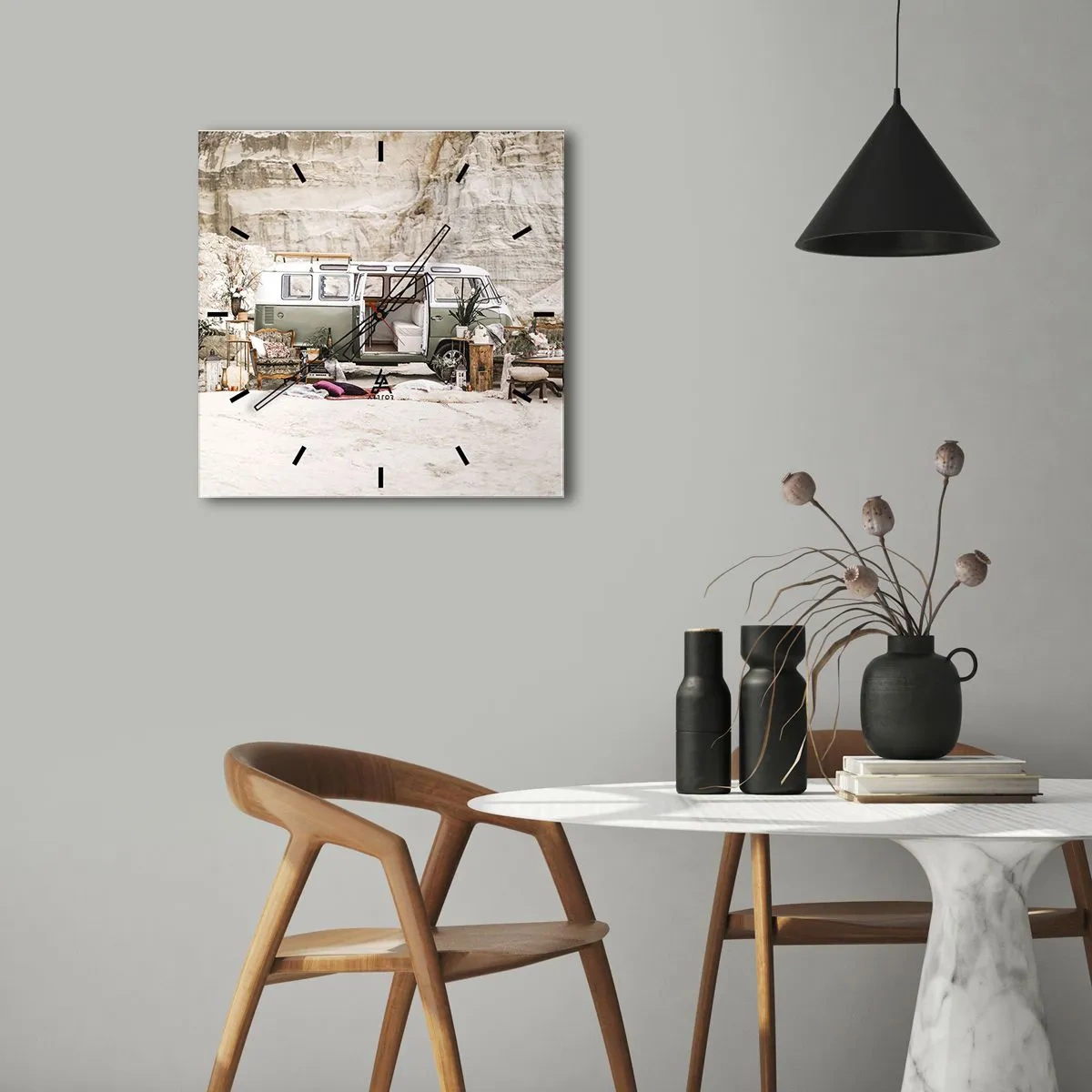 Relógio de parede - Relógio em vidro - É hora de começar a jornada - 40x40 cm