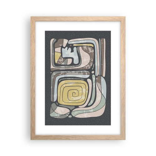 Pôster com moldura de carvalho claro - Abstração no espírito pré-colombiano - 30x40 cm