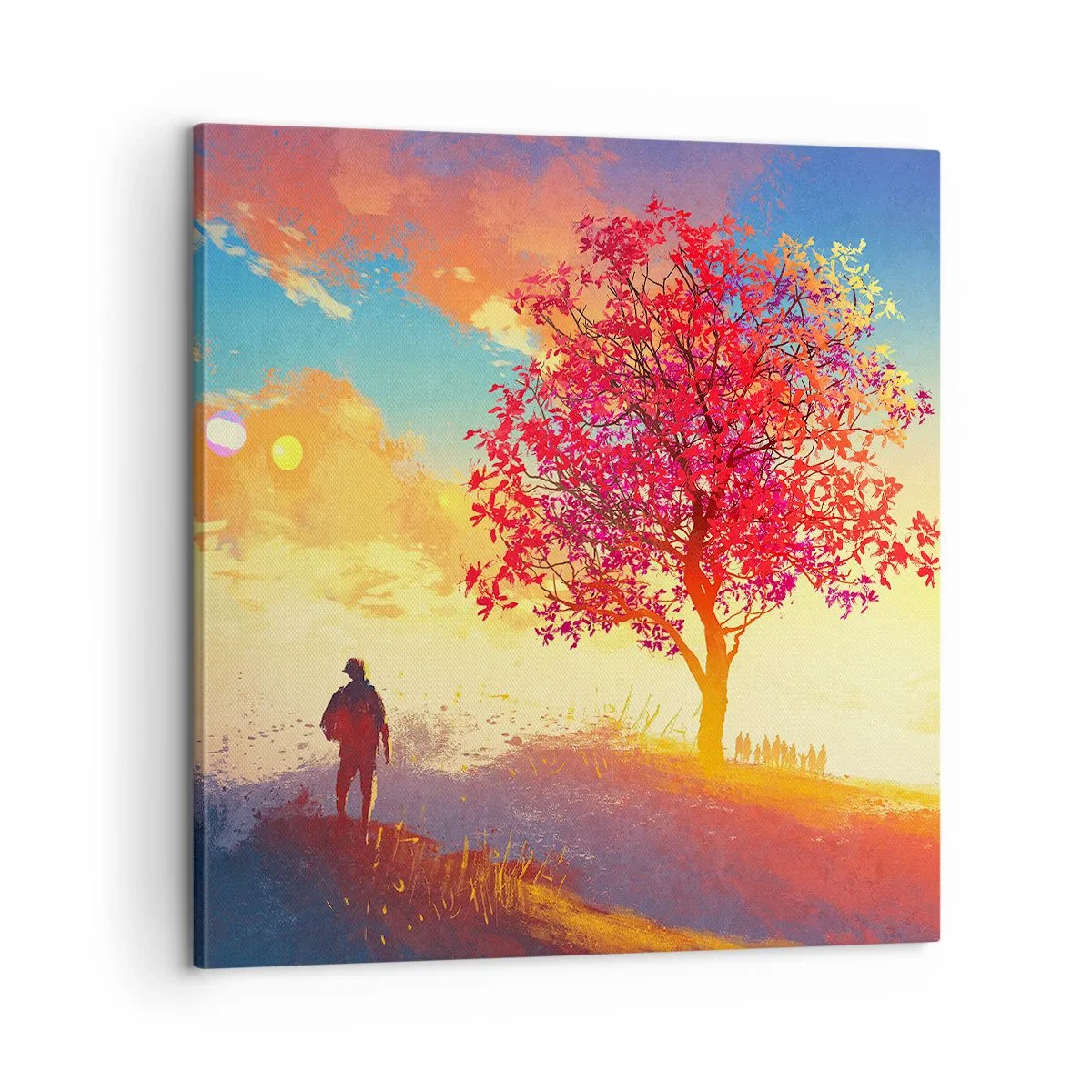 Quadro em tela - O peregrino no seu destino - 60x60 cm