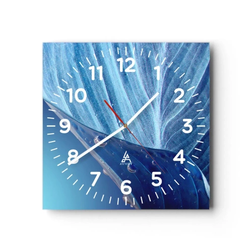 Relógio de parede - Relógio em vidro - Gotas escondidas no azul - 30x30 cm