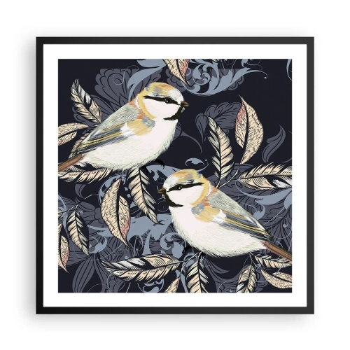 Pôster com moldura preta - Canto amarelo-azul - 60x60 cm