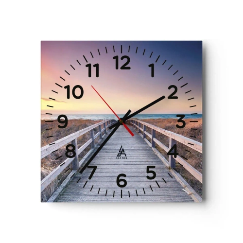 Relógio de parede - Relógio em vidro - Aurora da noite do Báltico - 40x40 cm