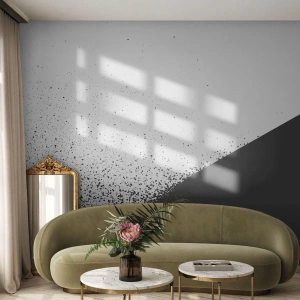 Papel de Parede Premium Sand - Cada vez mais rápido, cada vez mais - Abstração, Gráficos, Preto e branco - 100x70 cm