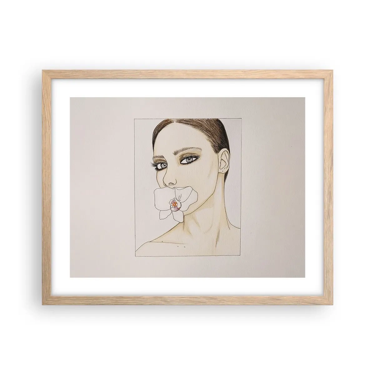 Pôster com moldura de carvalho claro - Símbolo de elegância e beleza - 50x40 cm