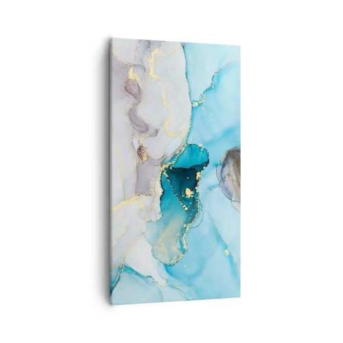 Quadro em tela - Estudo do encontro do cinza e turquesa - 55x100 cm