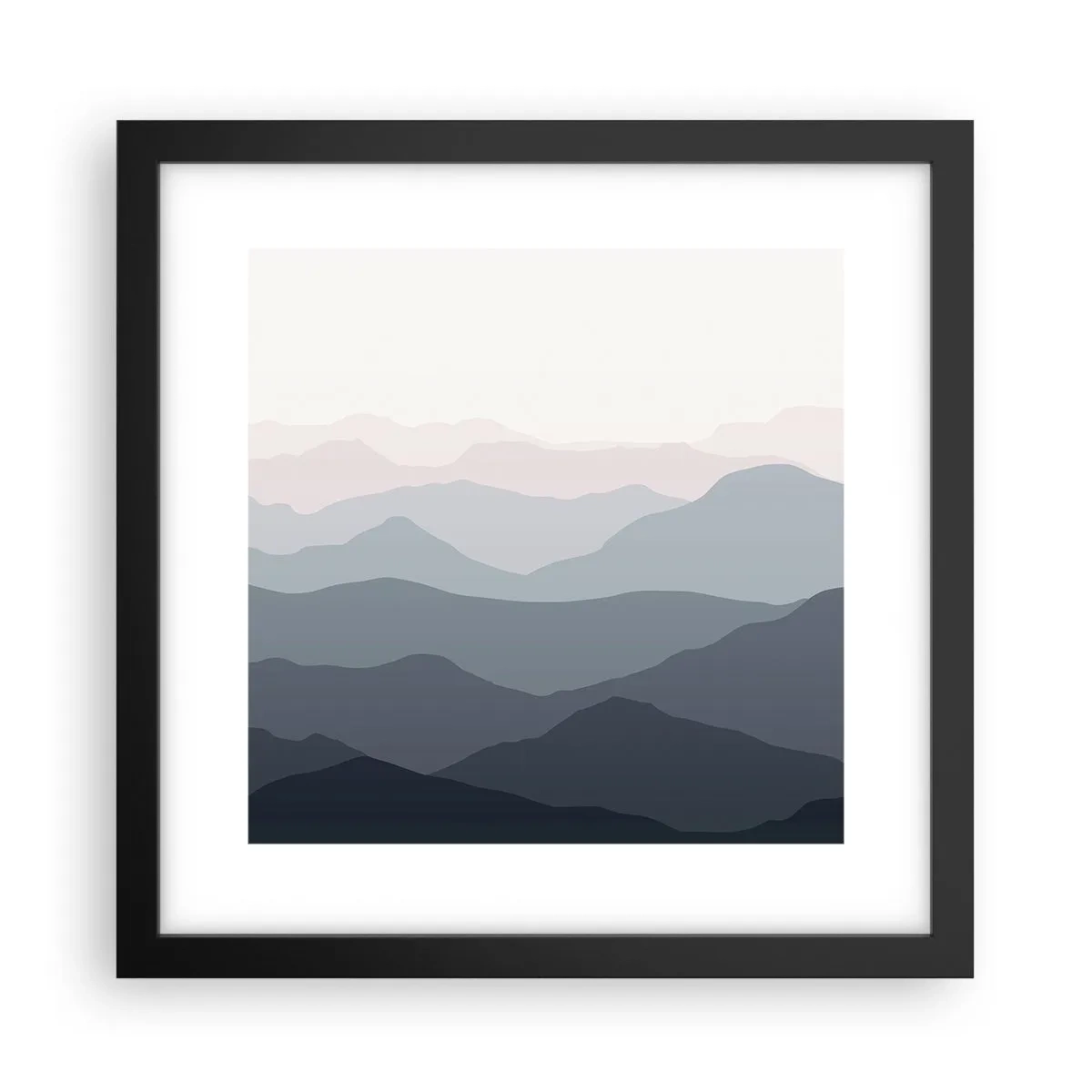 Pôster com moldura preta - Ondas de montanha - 30x30 cm