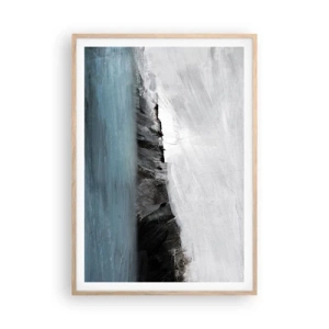 Pôster com moldura de carvalho claro - Água – terra: choque dos elementos - 70x100 cm