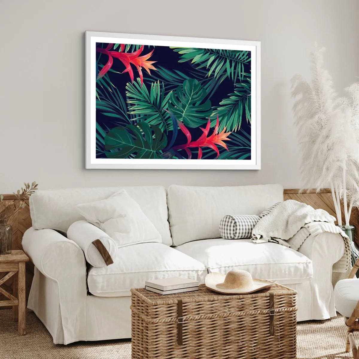 Pôster em moldura branca - Queimar em verde - 100x70 cm