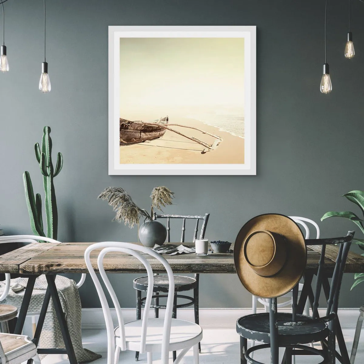 Pôster em moldura branca - Memória dos mares do sul - 60x60 cm