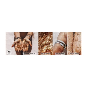 Amostra de papel de parede Premium Canvas - Um presente para si - Mãos Femininas, Boho, Ouro - 100x30 cm