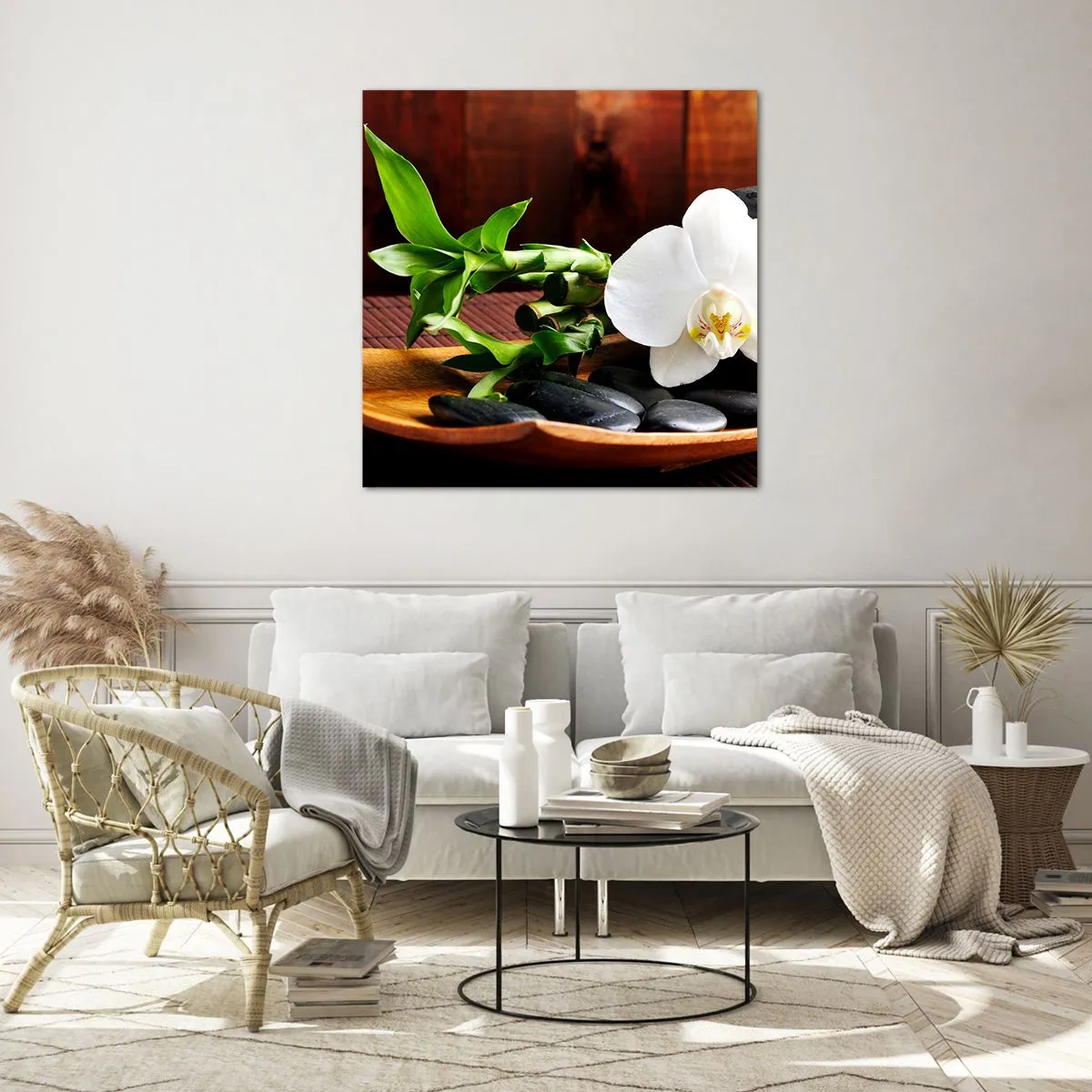 Quadro em vidro - Renda-se ao toque da natureza - 40x40 cm