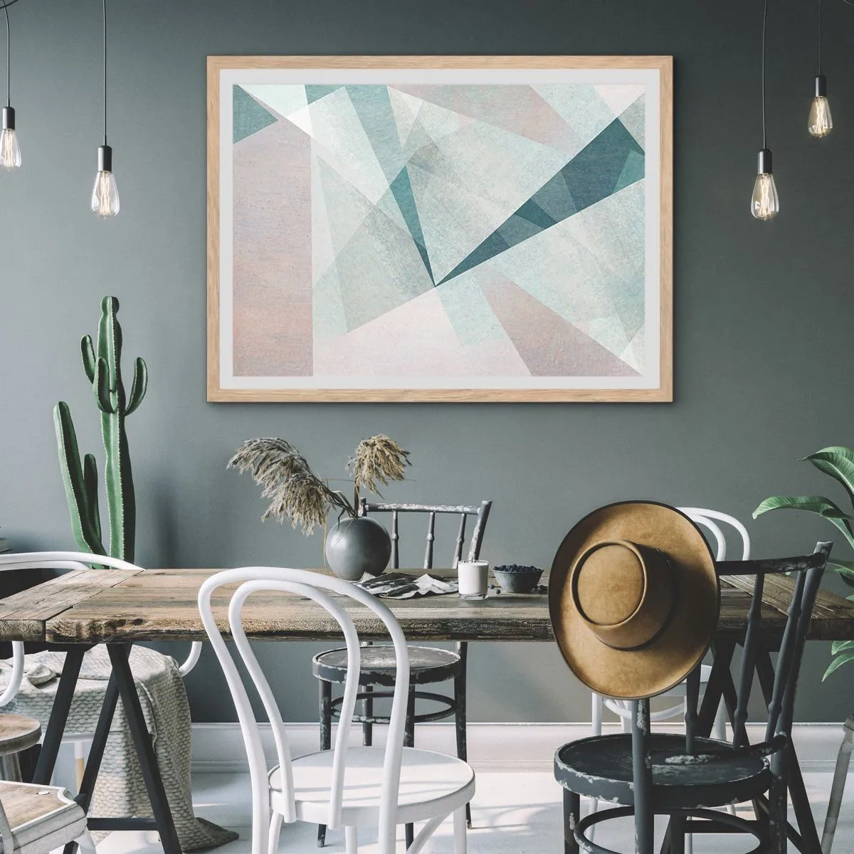 Pôster com moldura de carvalho claro - Calmo, embora dinâmico - 91x61 cm