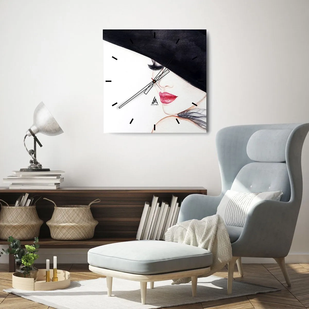 Relógio de parede - Relógio em vidro - Elegância e sensualidade - 30x30 cm