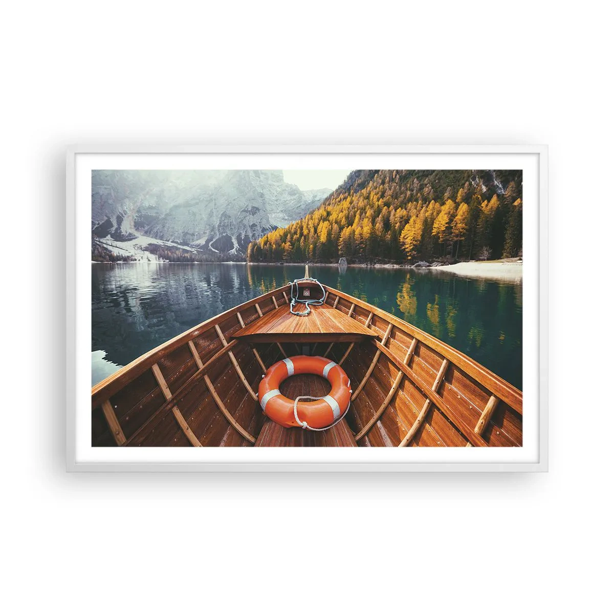 Pôster em moldura branca - Excursão na montanha - 91x61 cm