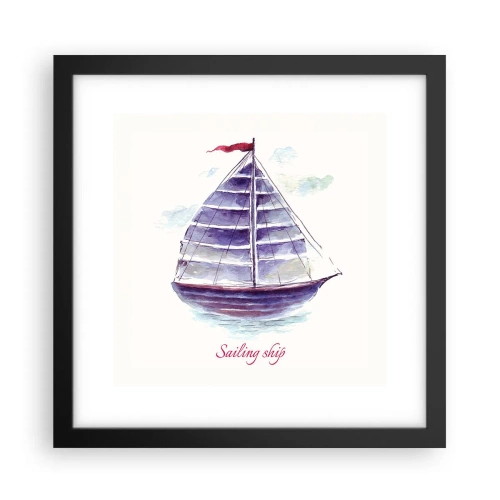 Pôster com moldura preta - Cheio de velas e águas calmas - 30x30 cm