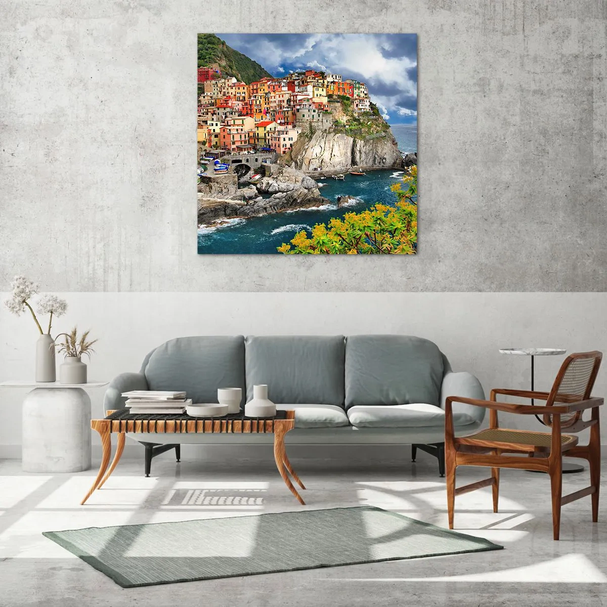 Quadro em vidro - Um aglomerado nas rochas - 40x40 cm