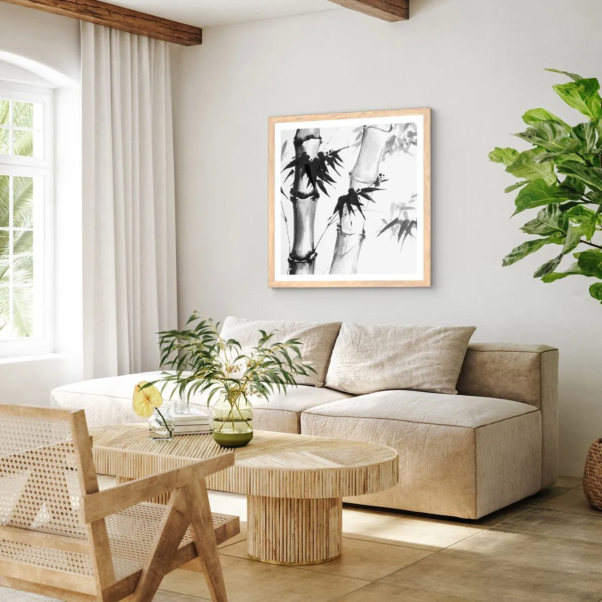 Pôster com moldura de carvalho claro - Foco no Oriente - 60x60 cm