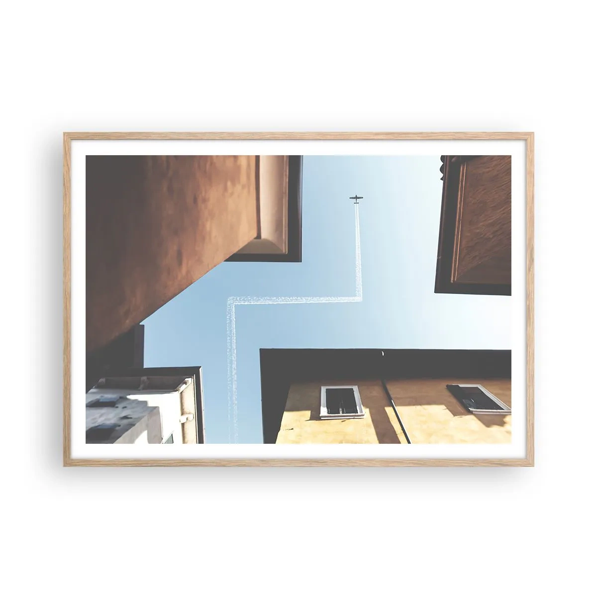 Pôster com moldura de carvalho claro - Acima do labirinto da cidade - 100x70 cm
