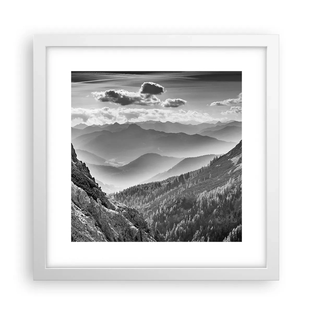 Pôster em moldura branca - Até ao horizonte - 30x30 cm