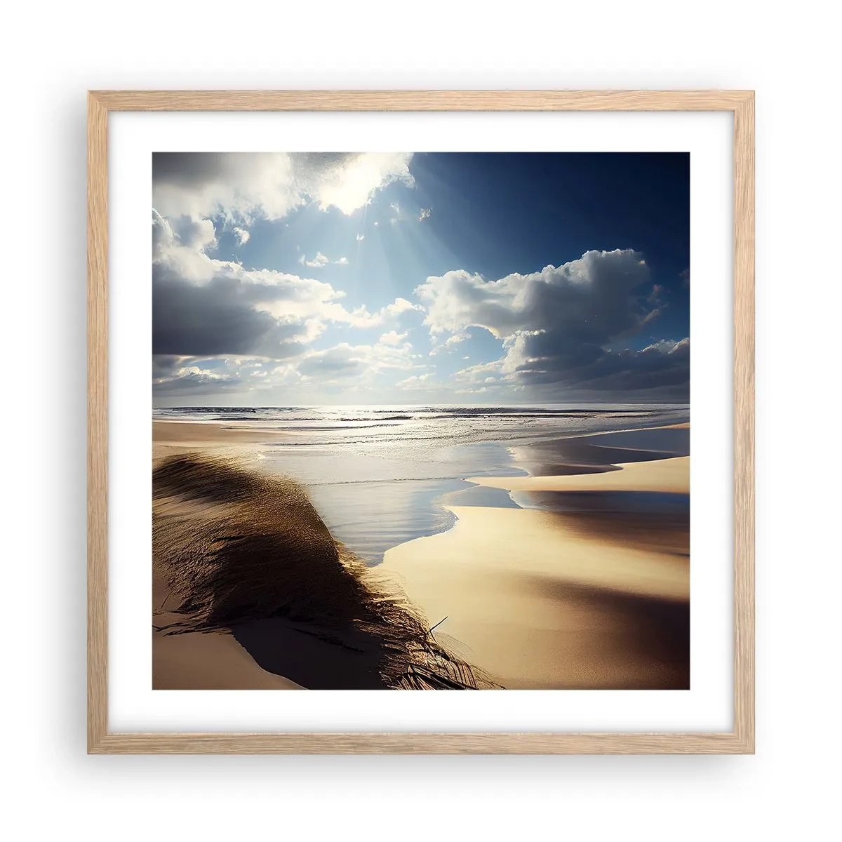 Pôster com moldura de carvalho claro - Praia, praia selvagem - 50x50 cm