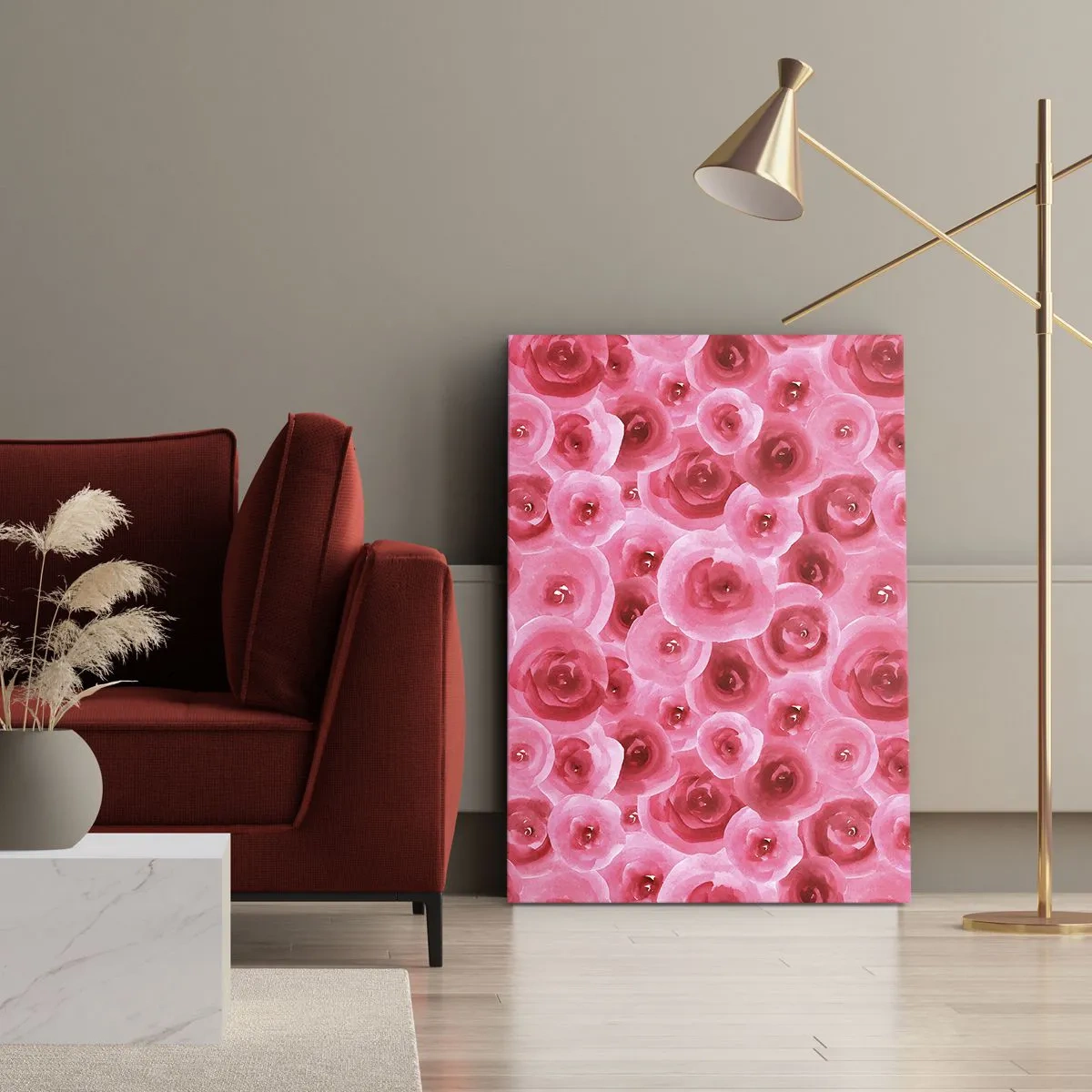 Quadro em tela - Rosas acima e abaixo - 70x100 cm