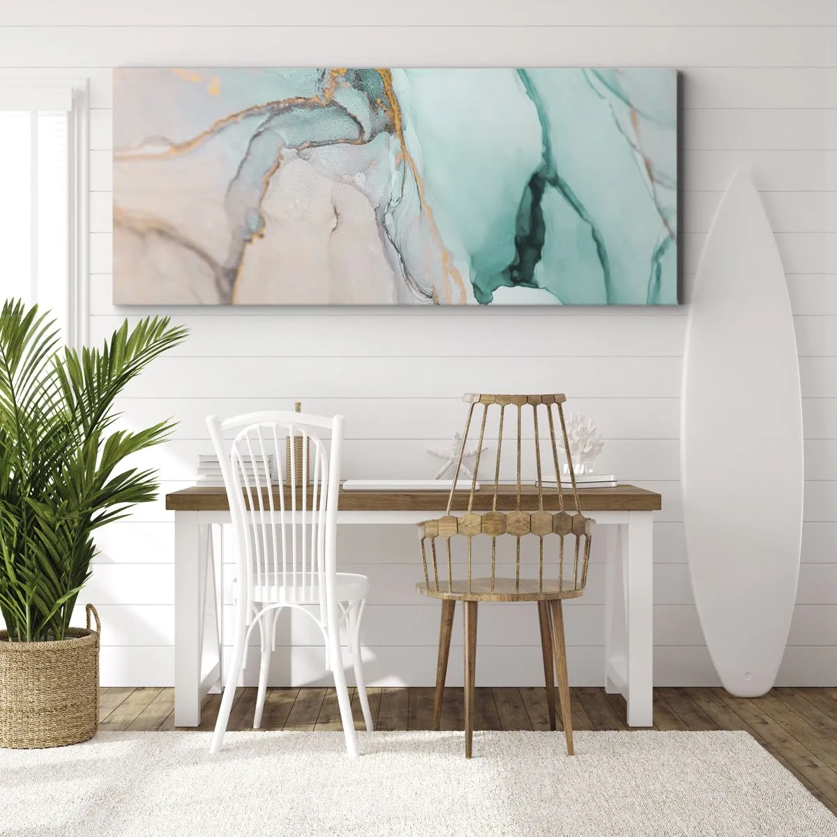 Quadro em tela - Dança das formas e cores - 100x40 cm