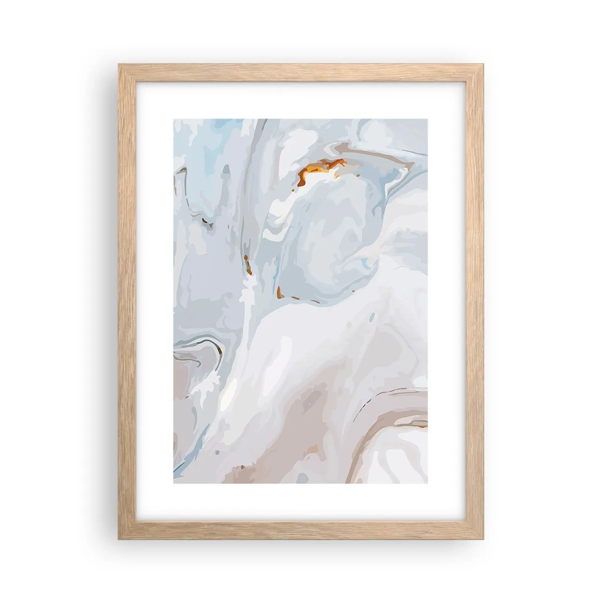 Pôster com moldura de carvalho claro - Branco elevado - 30x40 cm