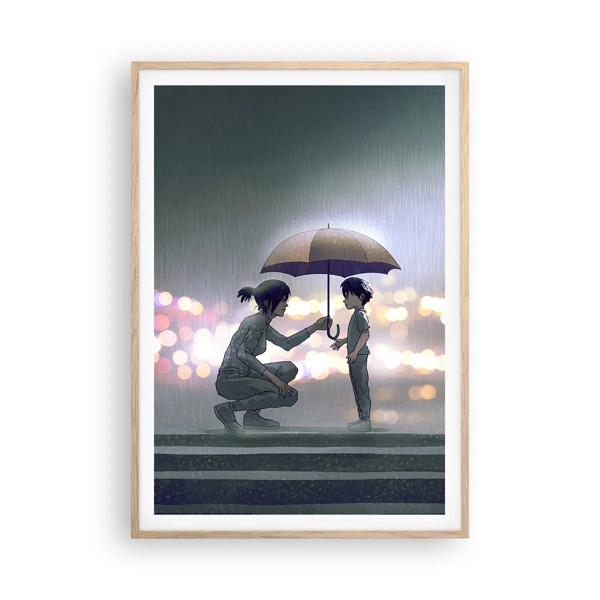 Pôster com moldura de carvalho claro - Está tudo bem agora - 70x100 cm