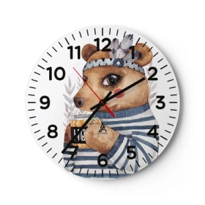 Relógio de parede - Relógio em vidro - Doce ursa - 40x40 cm