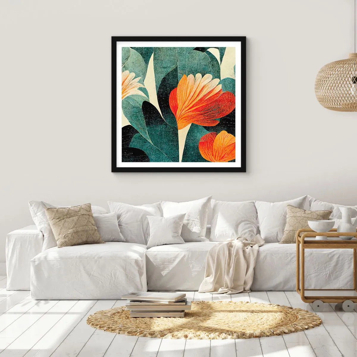 Pôster com moldura preta - O calor dos trópicos e o frescor da vegetação - 50x50 cm
