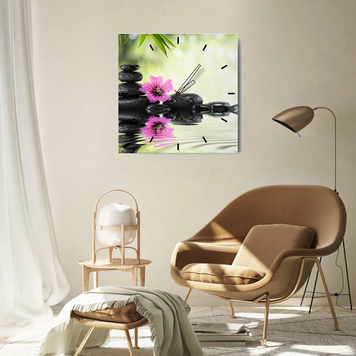 Relógio de parede - Relógio em vidro - Tempo para a alma - 40x40 cm