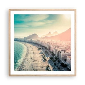 Pôster com moldura de carvalho claro - Férias eternas no Rio - 60x60 cm